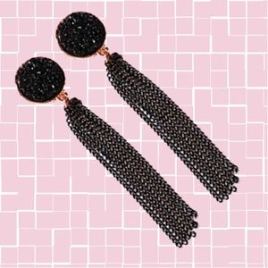 Elegant Black Tassel Earrings